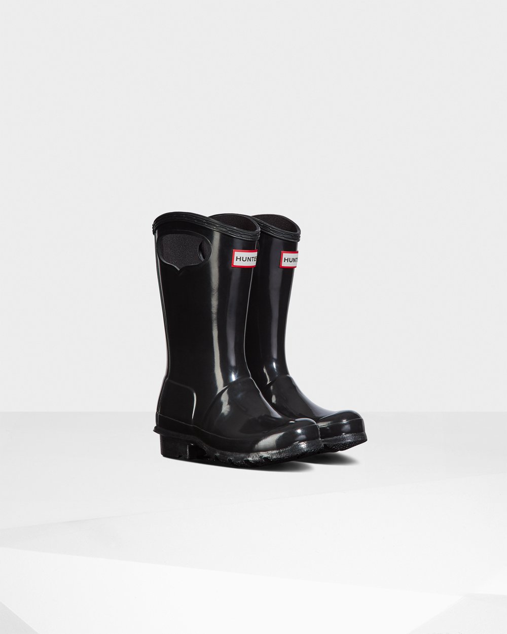 Bottes de Pluie Hunter Original Grands Grab Handle Gloss Enfant Noir LIQXAZO-91